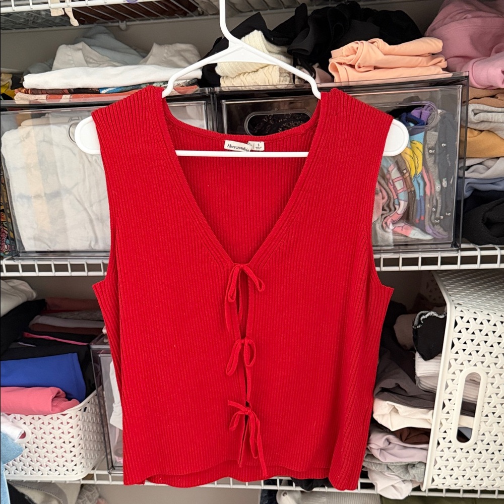 Abercrombie & Fitch Red Tie Front Tank Top